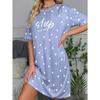 Robe pyjama T-shirt à manches courtes imprimé rayé coloré, style été