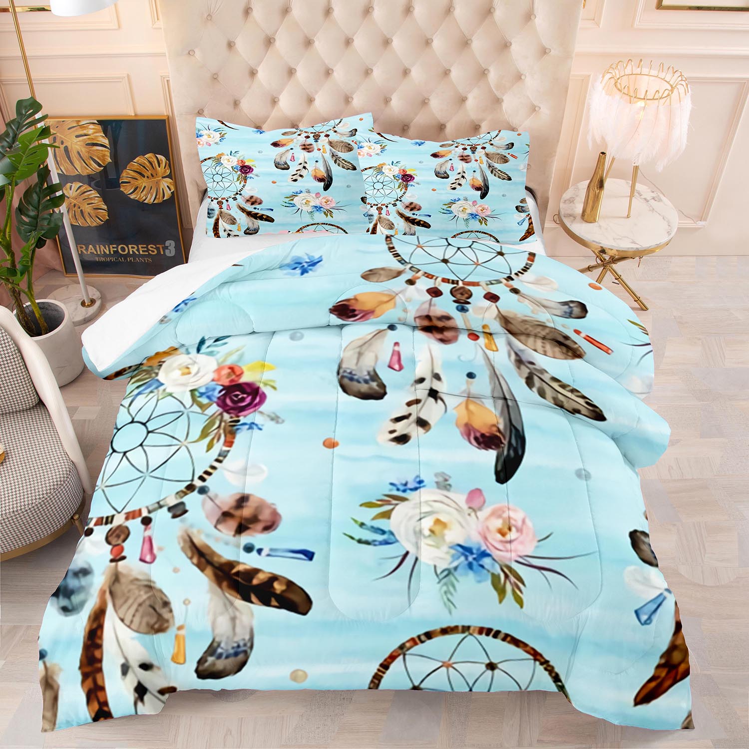 

Комплект постельного белья Ловец снов Роскошное мягкое постельное белье для детей и взрослых 3D-печать Домашний декор Односпальный Двуспальный Полуторный Богема Комплект пододеяльника cot size 70x130cm