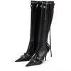 Fashion Sexy Knee High Boots 2024 Winter Boots Brand Design Super High Thin Heels With Rivet Retro Fashion Cool Women Shoes Big Size 46