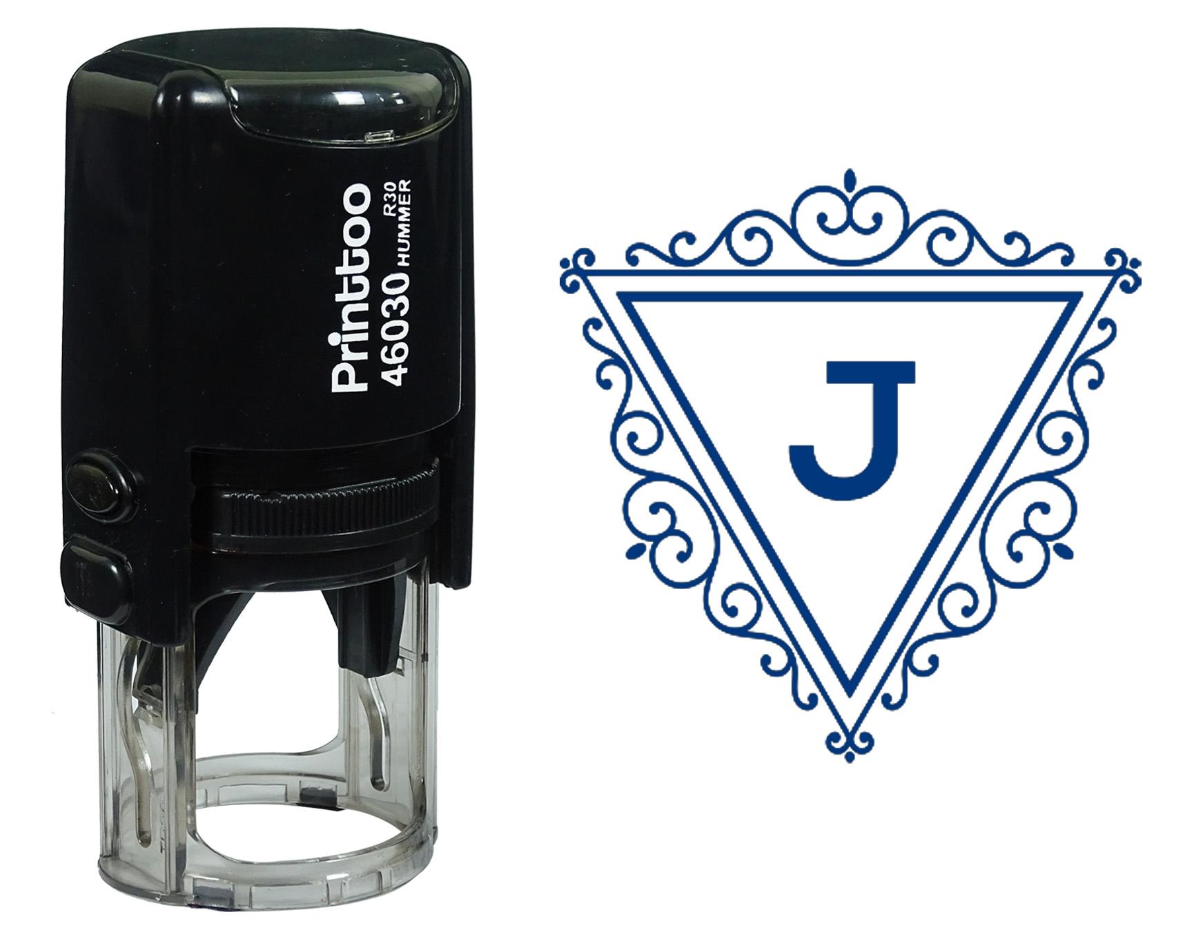 

Printtoo J Alphabet Swirl Border Triangle Monogram Initial Self Inking Rubber Stamp Office 30 mm Diameter (Approx) синій