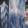 Wide 150cm Wave Blue White Tie-dyed Gradient Chiffon Fabric Silk Screen Yarn Chinese-style Cardigan Dress Designer for Clothing