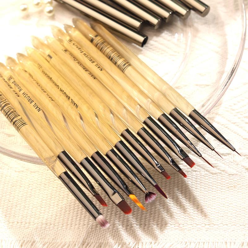 UV Gel Nail Art Brush Acrylic Drawing Painting French Line/Flower Pen Nails Tip Gradient Build Light Therapy Manicure Brush