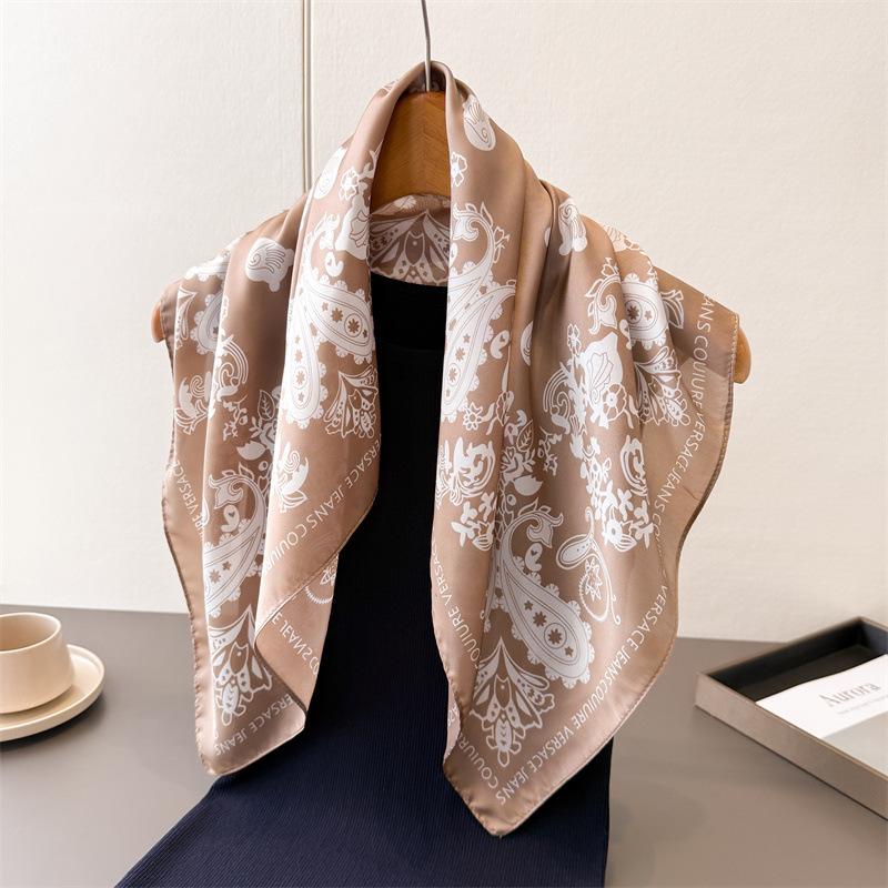 Cashew Print Imitation Silk Scarf Square Scarf High-End Shawl Versatile Neck Small Square Scarf Headscarf Scarf Women