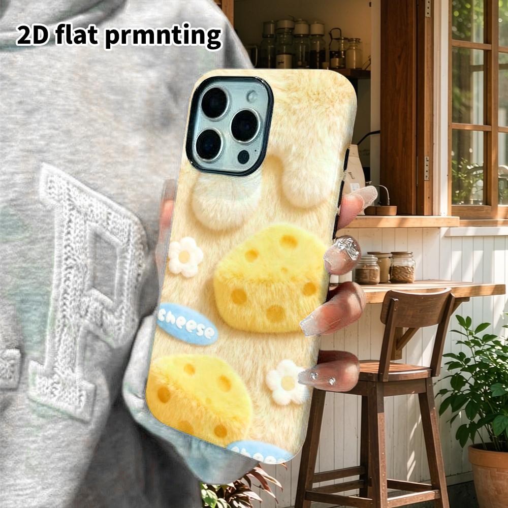 Phone Case: 2D Flat Design Suitable for iPhone 18 17 16 15 14 13 Pro Film Protective Case, Couple Style, Cheese, Christmas and Halloween Gift
