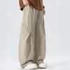 Spring and Summer New European Scimitar Loose Khaki Splicing Wide-leg Casual Pants Men's Very Light Pants