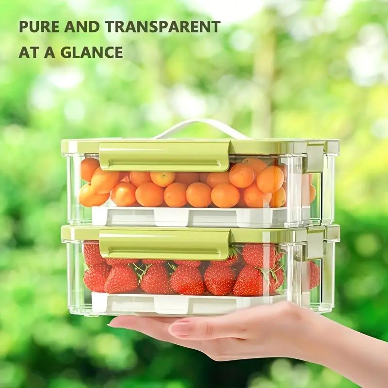 Storage Container, 35.1Oz Portable Fresh Food Box with Lid, Transparent Fruit Bento Box, Sealed Fresh-Keeping Box