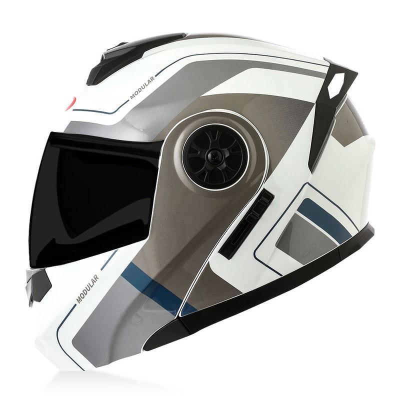 Full Face Motorcycle Helmet With Dual Visors Flip-Up Design Men Women All Season Riding