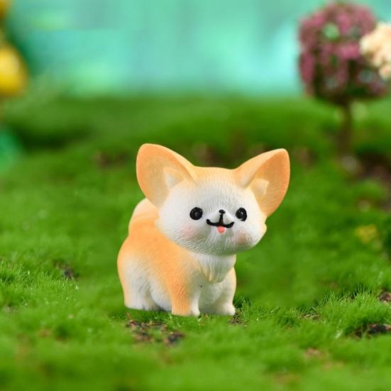 2ks Fennec Fox Resin Roztomilý Ornament Rozkošná ruční práce Dekorativní miniatura Fennec Fox Figurka Mikrokrajinka