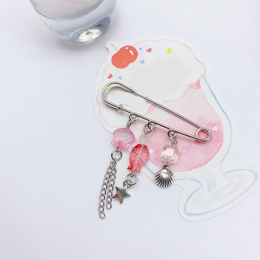 Fish Star Shells Pendant Brooch Sweater Pin Fashion Clothing Pin Decorative Lapel Pin Clothes Jewelry Fashion Accessory