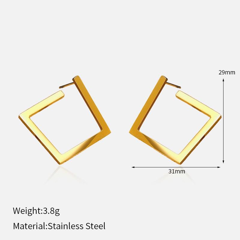 Women s Earrings 18K Gold Titanium Steel Stud Earrings, Real Gold Plated Non-fading Women Ear Jewelry 1