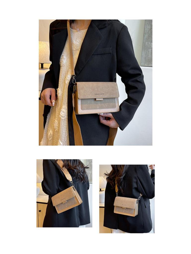 Yuezi Chic Damen 2025 Koreanischer Stil Kleine Quadratische Umhängetasche mit Breitem Riemen