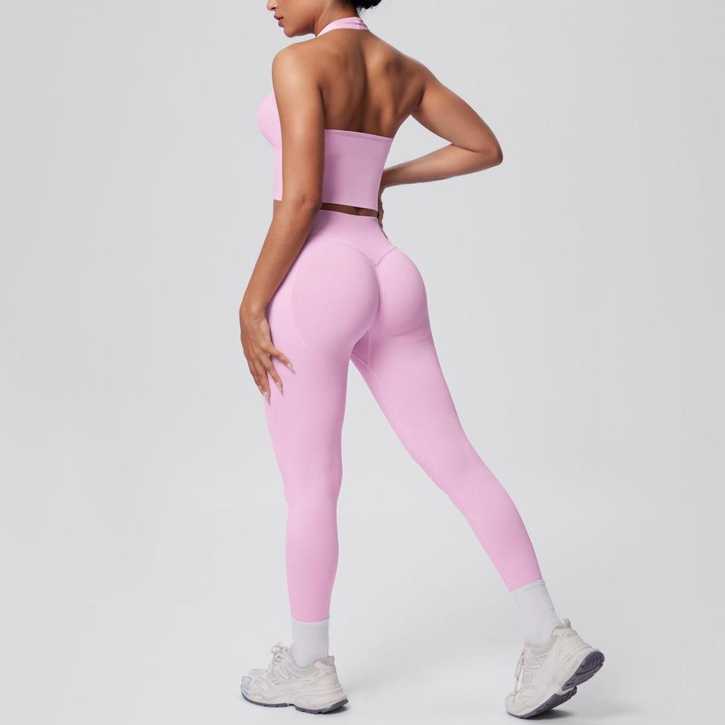 Seamless Halter Neck Yoga & Fitness Two-Piece Set for Women