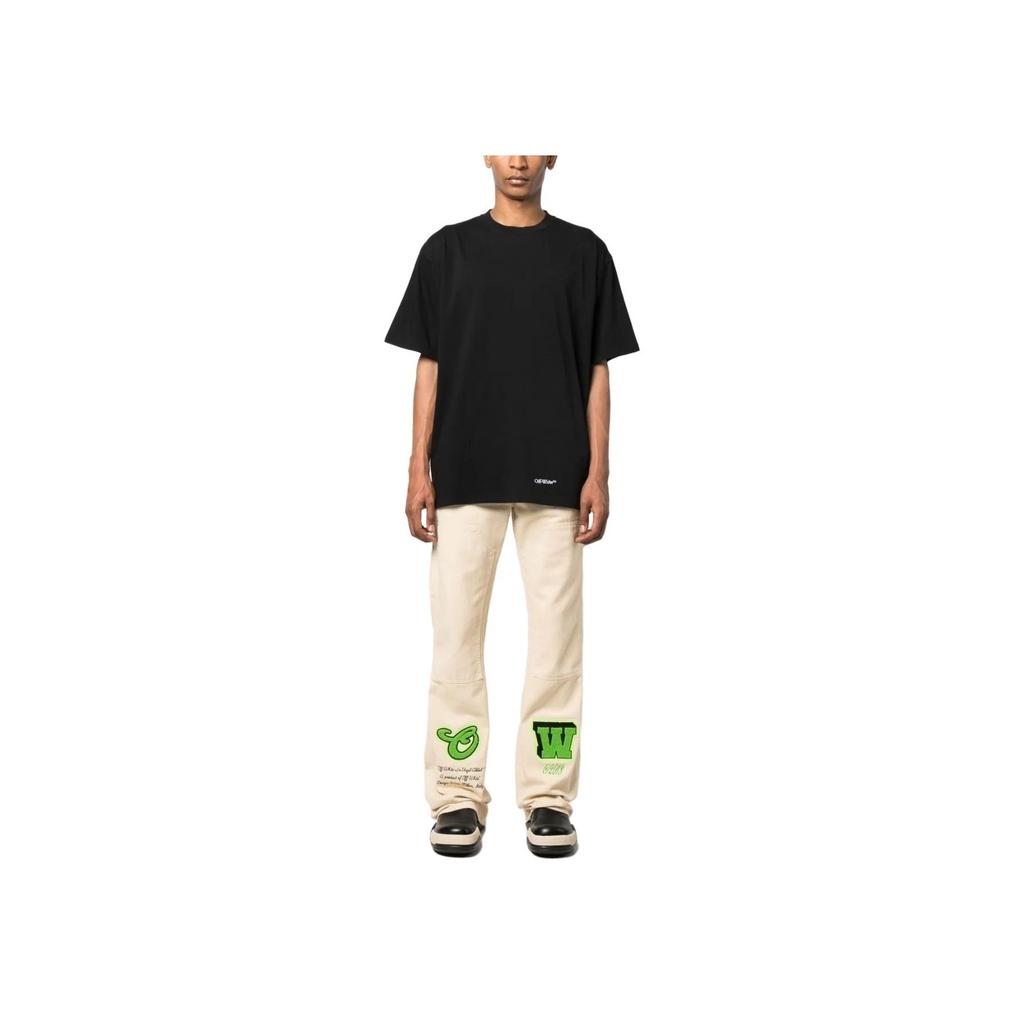Off-White Letter Logo Print Short Sleeve T-Shirt Men Tops Black OMAA038S23JER0071001