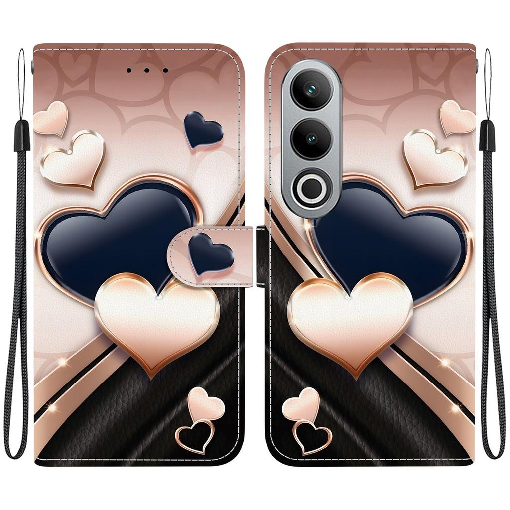 Handgefertigte PU-Leder-Klapphülle für OnePlus Nord CE4 Rutschfeste stoßfeste Hülle mit Handschlaufe & Herz-/Rosen-Katzen-Designs