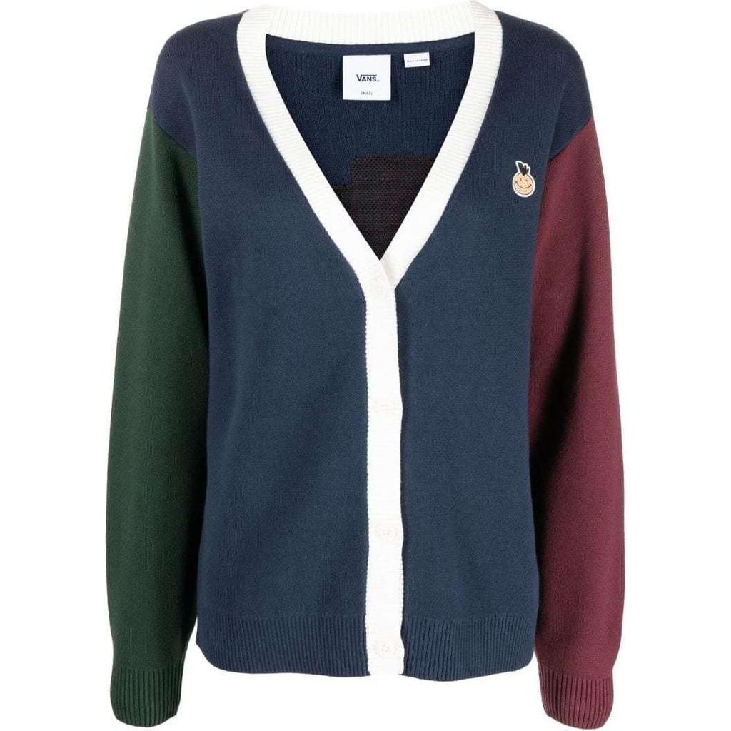 Vans V-Neck Knitted Top With Logo Patch Design Women Tops Multicolor VN0A7ROKLKZ1