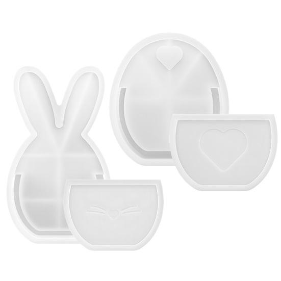 2Pcs Easter Bunny Mold DIY Rabbit Basket Silicone Casting Mold Easy Demolding Soap Mold 3D Easter Decoration