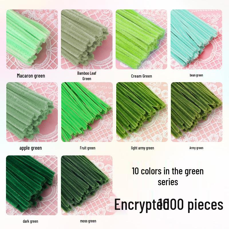 Thickened White Chenille Pipe Cleaners - Mixed Colors for DIY Bouquet Crafts