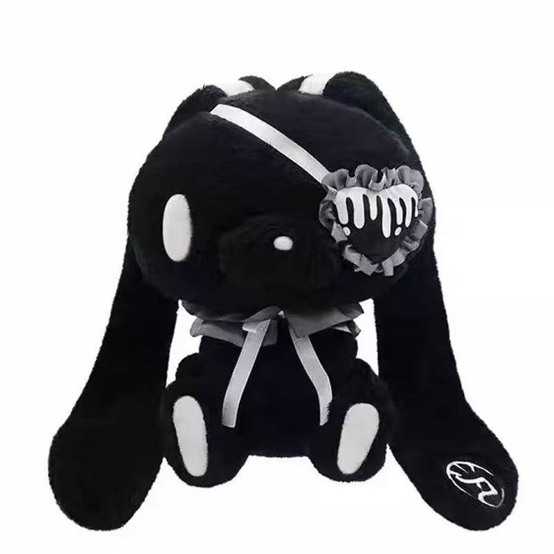 Kawaii Goth Rosa Hase Gloomys Bär Augenmaske Plüschtier Schlüsselanhänger Allzweck Hase Augenklappe Stofftier Plüschtier Rucksackanhänger 10cm