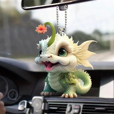 2d Charming Acrylic Cute Dragon Pendant Perfect For Keychain Or Decor Car