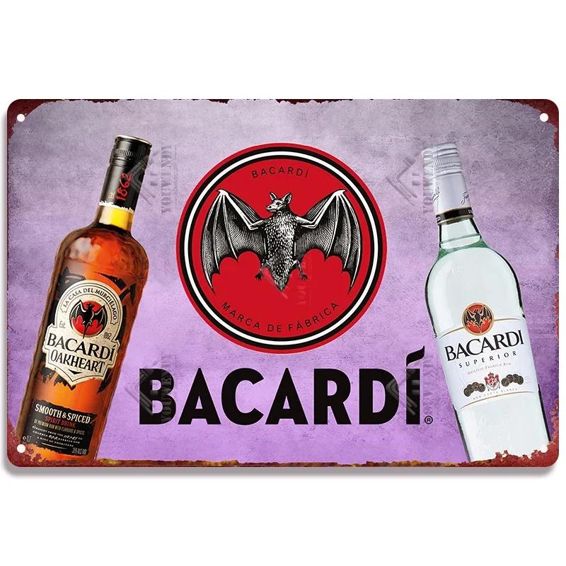 Retro Bacardi Metal Sign, Tin Sign, Rum Brand Plaque, Vintage Plates, Wall Decor, Poster, Bar, Man Cave, Shabby Chic Decorati
