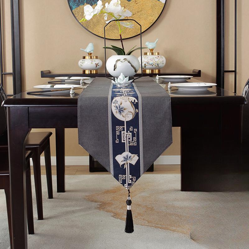 Waterproof New Chinese Style Table Flag Tea Ceremony Zen Tea Mat Tea Table Fabric Long Strip Tablecloth Chinese Style Tablecloth