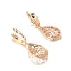 New  Rose Gold Natural Zircon Drop Earrings For Women Hollow Flower Ethnic Bride Vintage Jewelry Crystal Gift