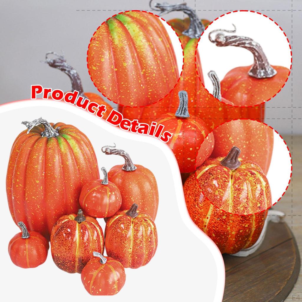 7 Pieces Faux Pumpkins Decorations Decor Crafts Artificial Ornaments for Seasonal Fireplace