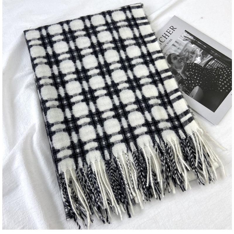 Scarf Women's New Winter Imitation Cashmere Warm Thickened Tic-tac-toe Plaid Shawl