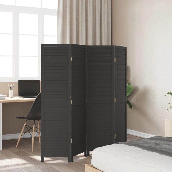 VidaXL Cloison de Séparation 4 Panneaux, Séparateur de Pièce, Écran d'Intimité, Paravent de Salon Chambre, Noir Bois de 358849