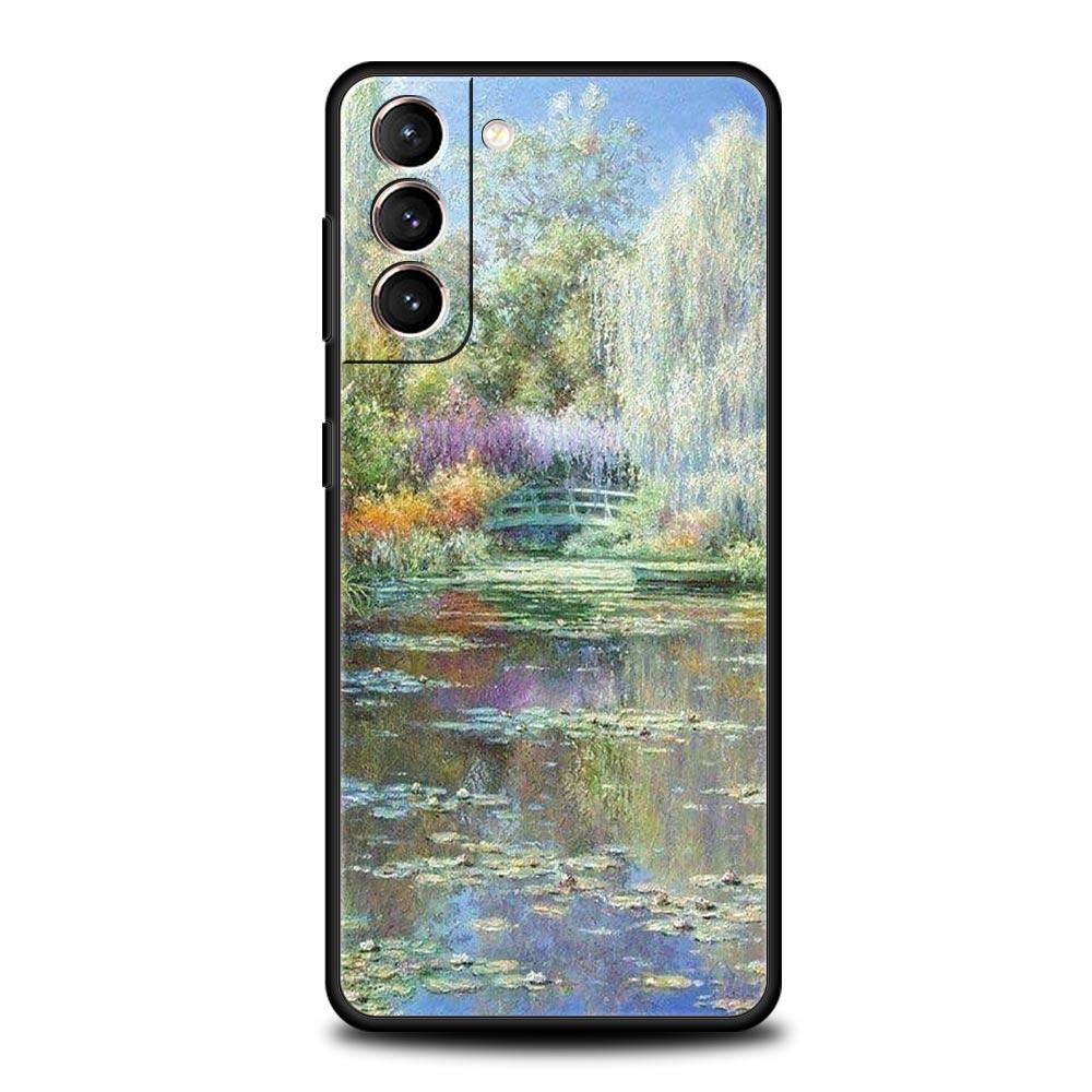 

Чехол для телефона Claude Monet Art для Samsung Galaxy S24 S23 Ultra S22 S21 S20 FE 5G S10 S10E S9 Plus S8 силиконовый черный чехол-бампер Samsung S23