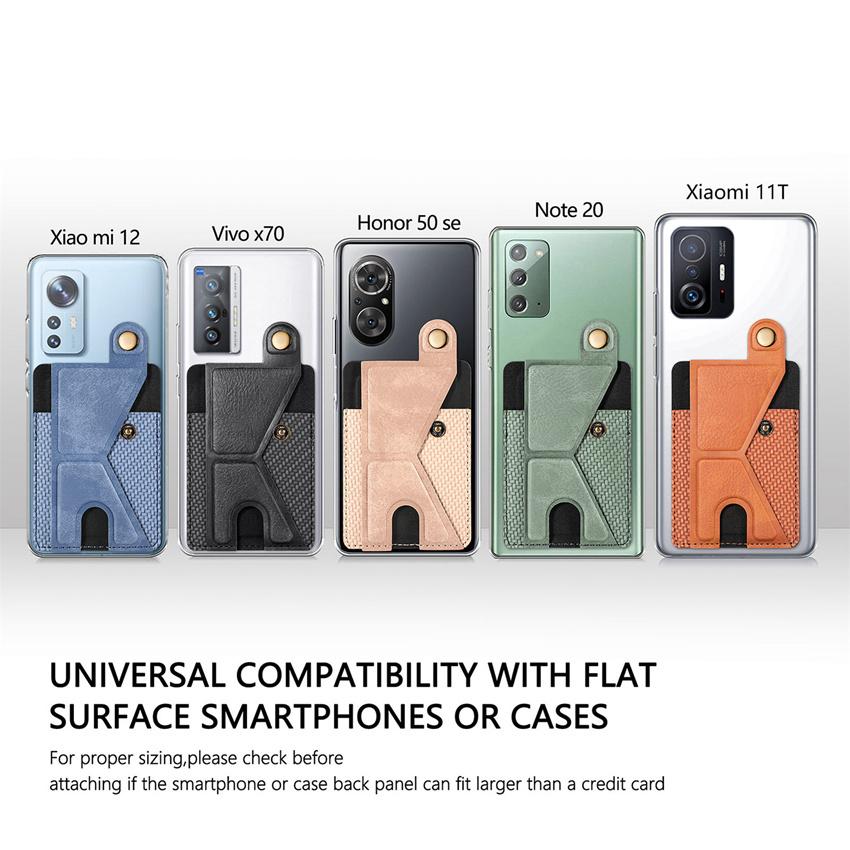 Cell Phone Adhesive Stick On Credit Card Magnetic Pocket Holder Slim Leather Wallet Sleeve For Iphone Smartphone Bag For Samsung