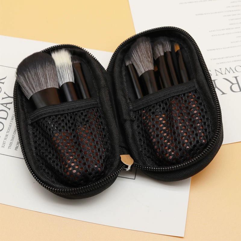 

Набор из 9 мини-кистей для макияжа из шерсти животных: Мягкие шерстяные кисти для стипплинга для пудры и теней для век