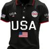 Summer Men's Breathable Polo Men American Shirt Clothing American Flag Printed Polo Shirt Top