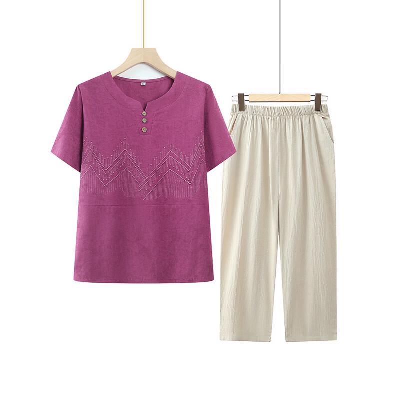 Women's Plus Size Summer Short Sleeve Two-Piece Set