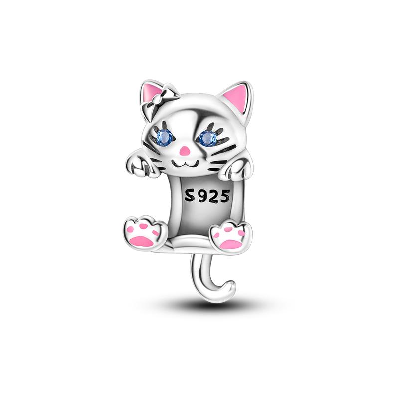Inlaid Zircon Colorful Charms Beads Copper Love Family Pet Owl Pendants Fit Original Bangle Bracelet Diy Jewelry
