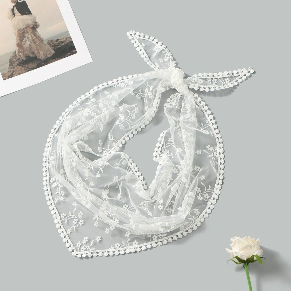 Hollow Out Lace Scarf Solid Color Hair Scarf Headband New Fart Curtain  Women