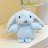 Hanging Rustic Ear Rabbit Plush Pendant With Broken Flowers Inside Ears For Gift
