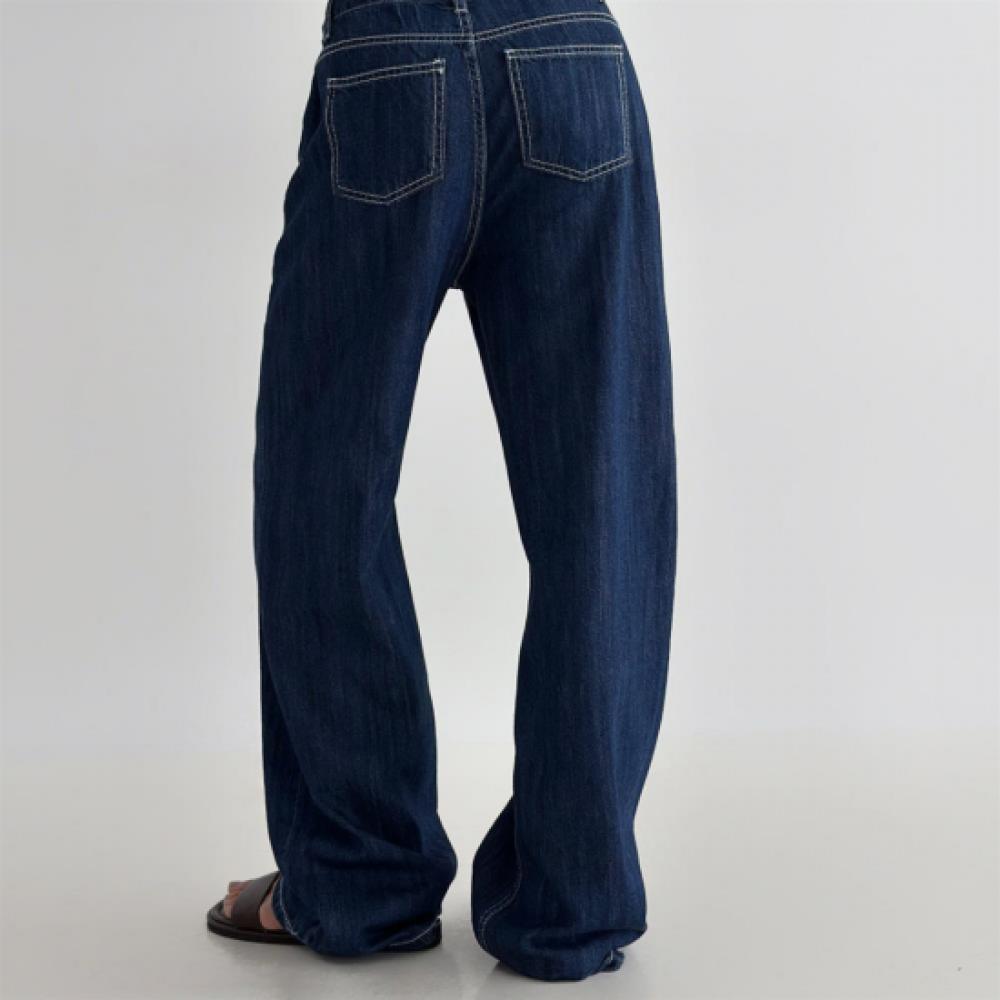 New Arrivals Open Run Women Summer Jeans Dark Color Loose Fit Wide Pants Model  