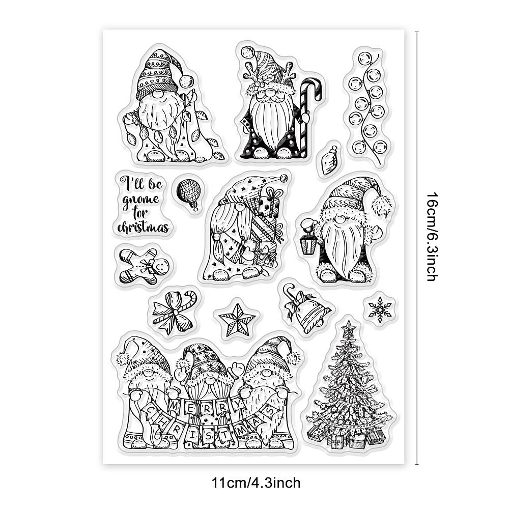 PVC Plastic Stamps for DIY Scrapbooking Photo Album Decorative Cards Making Stamp Sheets Gnome Pattern 16x11x0.3cm