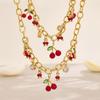 2025 New Fashion Red Cherry Zircon Necklace Bracelet Set for Women Jewelry Gift