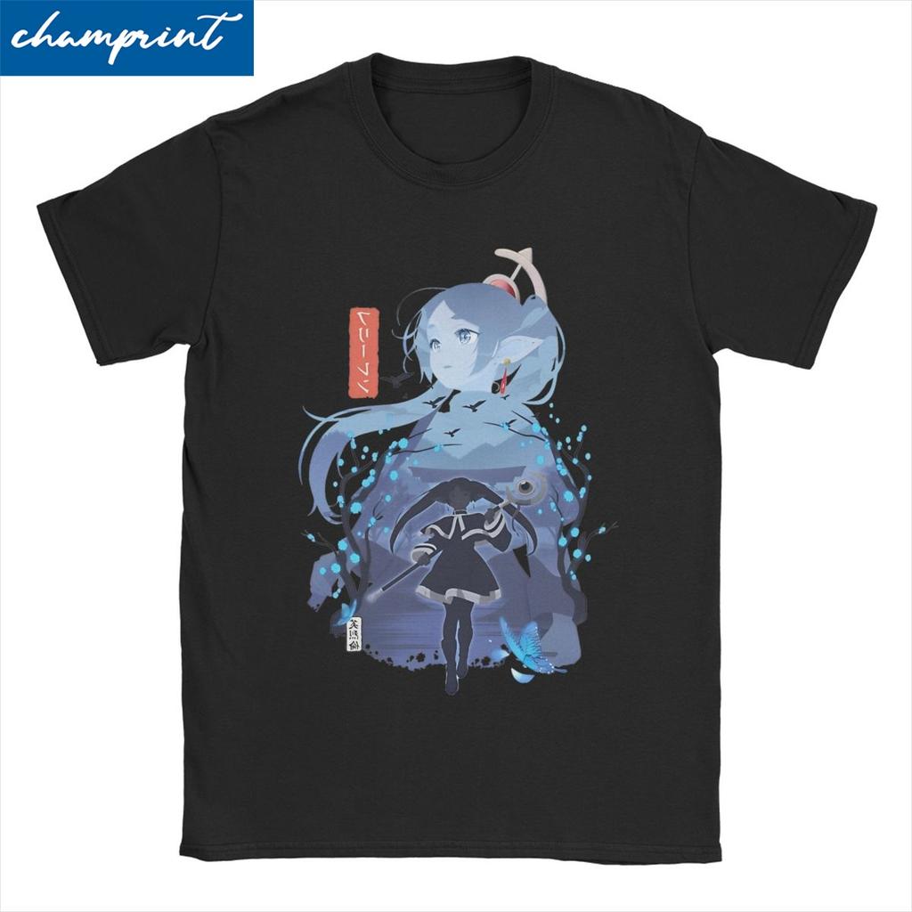 Frieren Silhouette Journeys End TShirt Men Women Sousou No Frieren Novelty 100 Cotton Tees Round Collar T Shirts 6XL Clothes