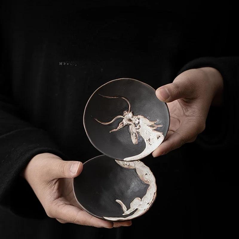 80ml Xianglong Cup Japanese-style Handmade Black Stoneware Teacup Tea Bowl Small Master Cup Single Tea Cup KungFu TeaSet Teaware