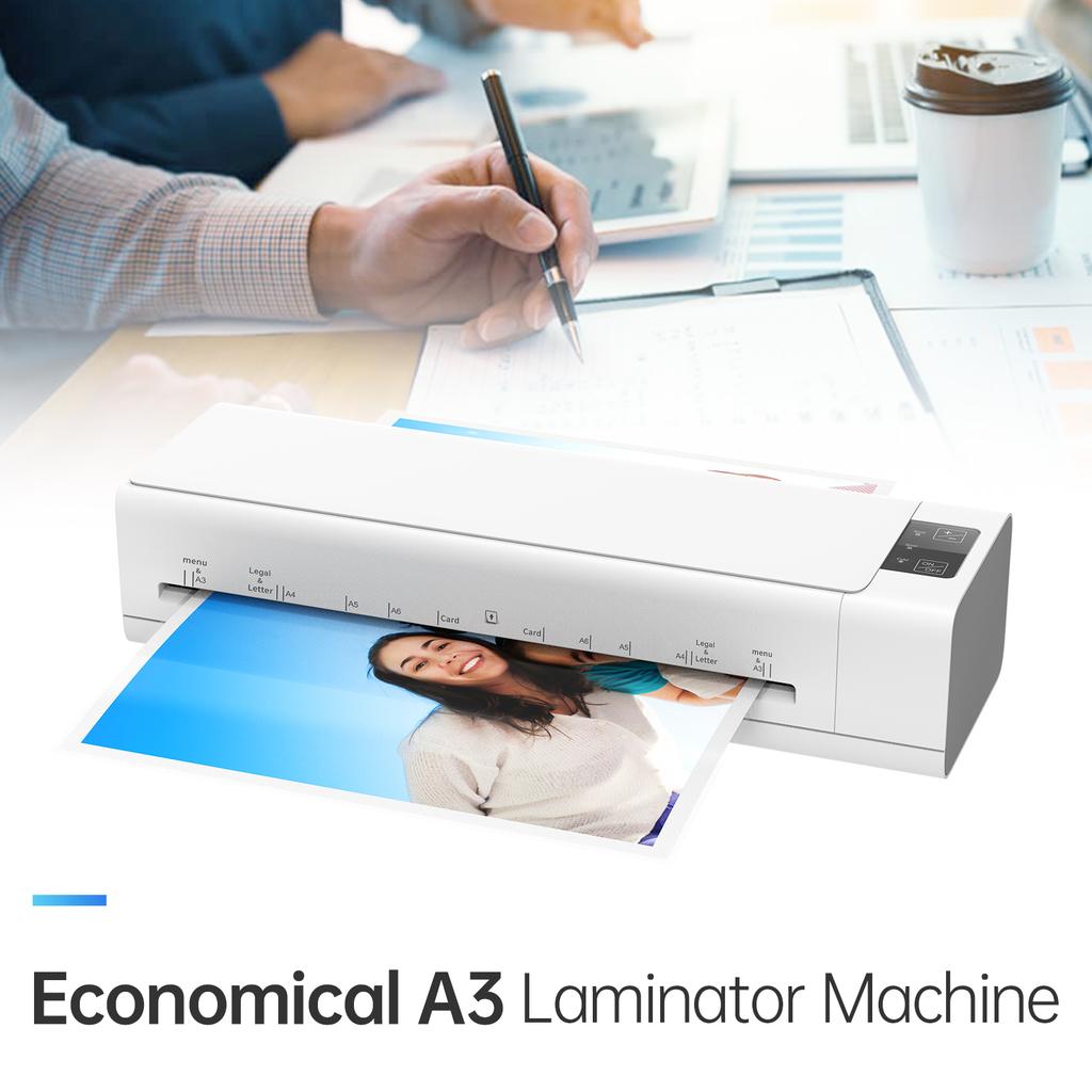 Desktop Laminator Machine Set A3 Size Multifunctional Hot and Cold Lamination 2 Roller System 12.5 Inches Max Width