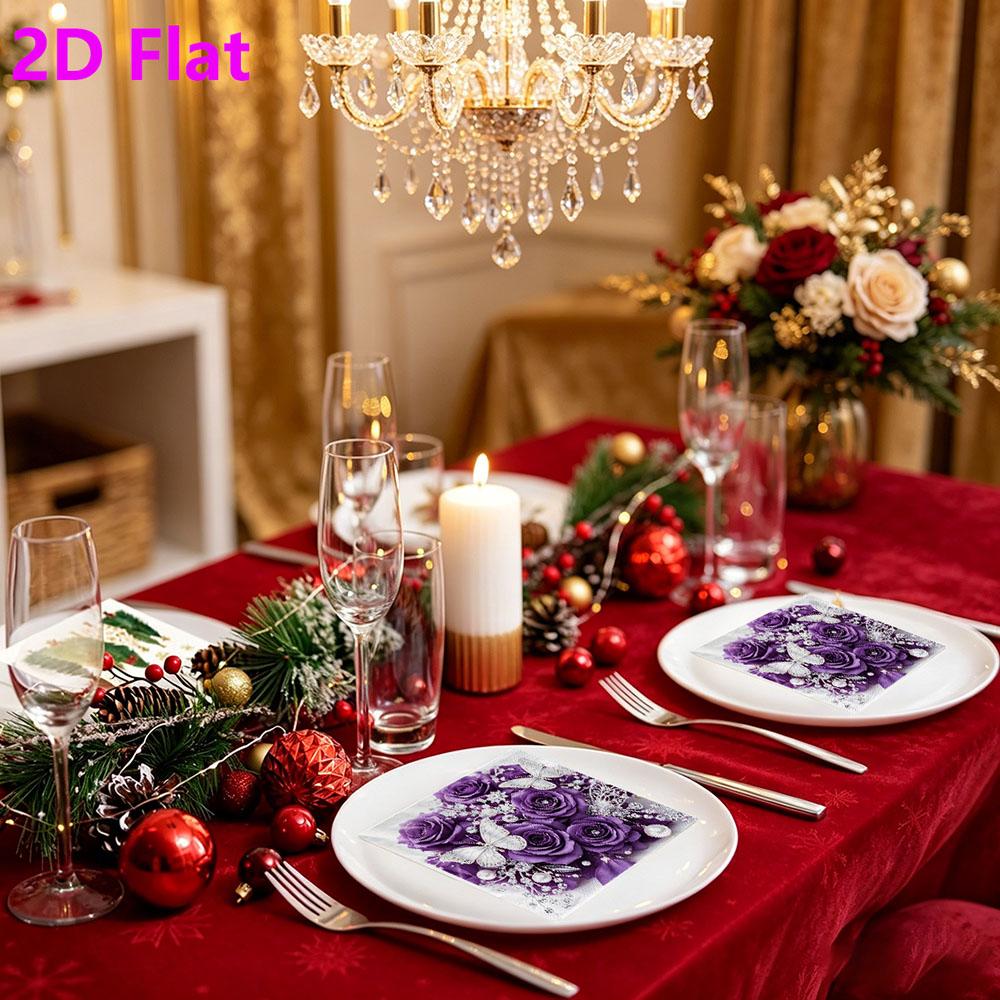 20pcs Disposable Napkins with Rose Pattern Print for Wedding,Parties,and Daily Use for Thanksgiving Fall Christmas Table Decoration