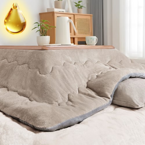 SOMANT Square Kotatsu Futon, Thick, Highly Insulated, Silicone Oil-Infused Kotatsu Comforter, Water-Repellent, Washable, Anti-Static, Winter Warmth (1