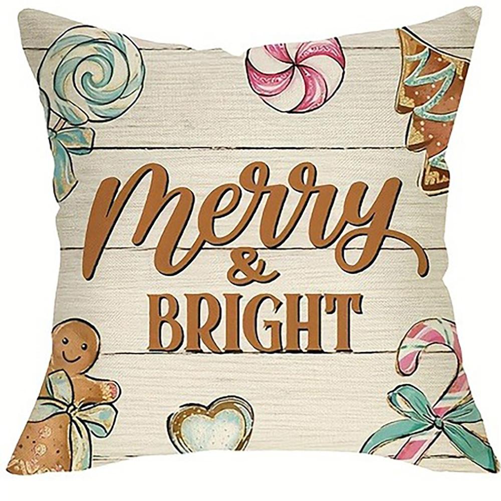 Christmas Gingerbread Pillowcases: Merry & Bright Decor Sofa Bed Cushion Cover, New Year Home Decoration
