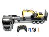 Huina Toys 1552 832mm Long Scale RTR Heavy Equipment Trailer with Power Shovel and Backhoe Figure 2.4GHz 9-Channel 1/18 3-Axle 2-Differential