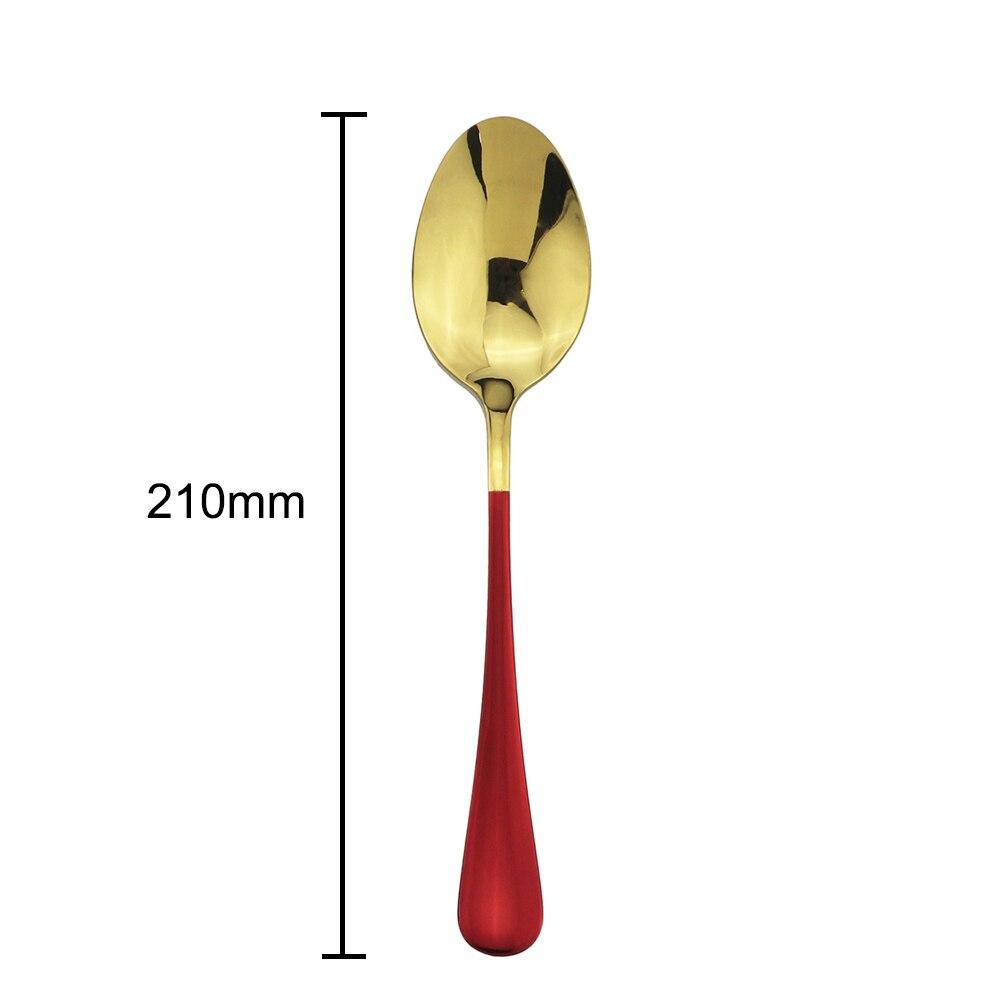 4Pcs/Set Red Gold 304 Stainless Steel Tableware Cutlery Set Knife Spoon Fork Utensils Dinnerware Set Mirror Polished Flatware Silverware Set