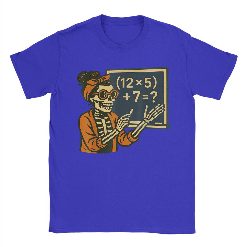 Novelty 67 Teacher Halloween Skeleton Six Seven Meme Brainrot Math T-Shirts for Men O Neck Cotton T Shirts  Tees Plus Size Tops