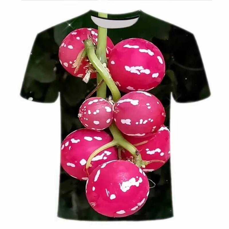 3D Printed Creative Fresh Fruits T-Shirt For Men Vegetables Pattern Tees Summer Loose Round Neck S